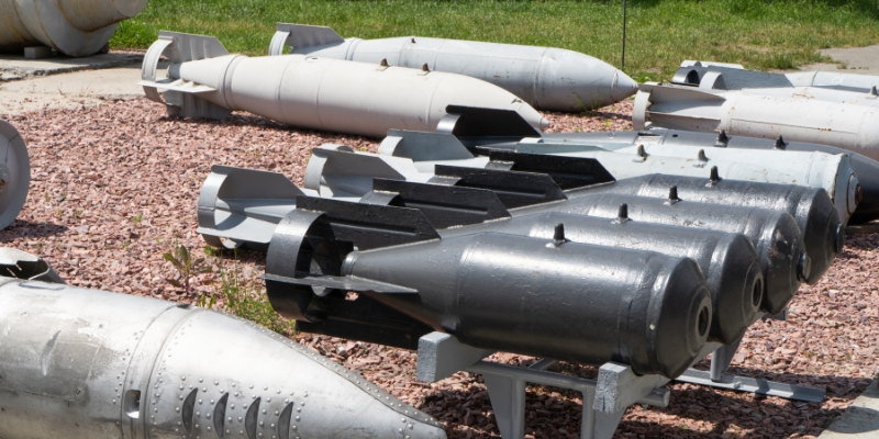 A collection of historic military missiles on display at the Naval Air Station Fort Lauderdale Museum, close to the airport.