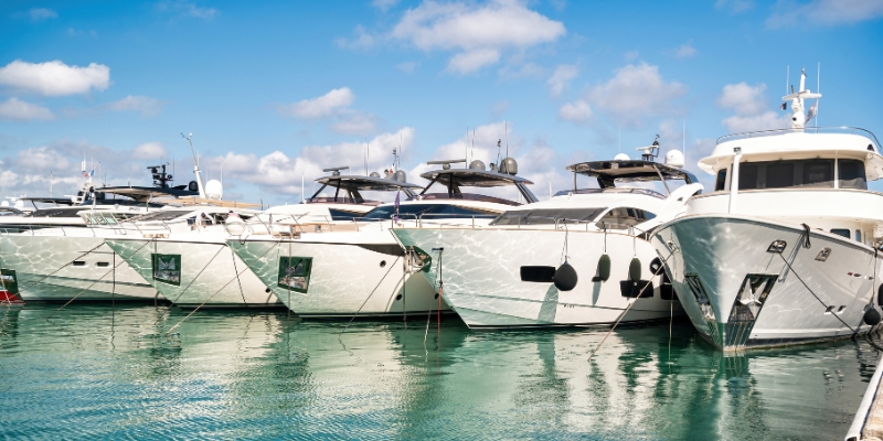 A marina filled with luxury boats, representing the best of Fort Lauderdale's winter boating experience.