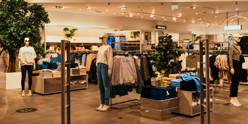 A vibrant clothing store filled with fashionable garments and greenery, part of the Fort Lauderdale Holidays shopping experience.